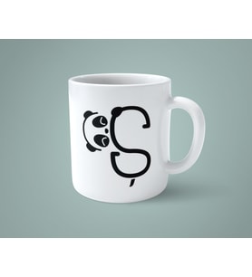 Ş Harfi Panda Alfabe Baskılı Kupa Bardak