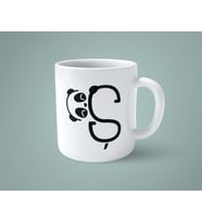 Ş Harfi Panda Alfabe Baskılı Kupa Bardak