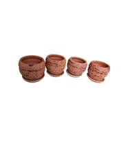4 ADET ANTİK GÖRÜNÜMLÜ TOPRAK SAKSI 12*12 CM