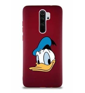 Xiaomi Redmi Note 8 Pro Soft Premier Kapak Donald Duck-B Tasarımlı Silikon Kılıf - Mürdüm (Şeffaf)