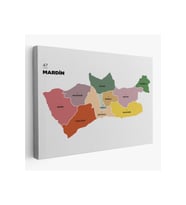 Mardin İli ve İlçeler Haritası  Dekoratif Kanvas Tablo 1416