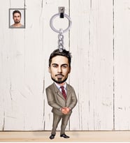 Kişiye Özel Öğretmen Karikatürlü  Ahşap Anahtarlık Bay-17-Eco