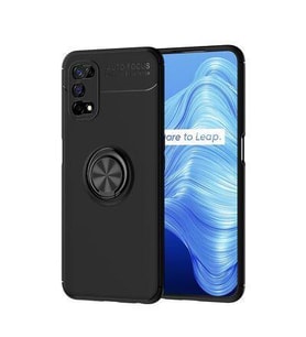 Realme 7 Pro Kılıf Zore Yüzük Standlı Ravel Silikon (Siyah)