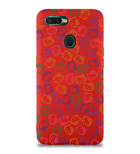 Oppo A5s Uyumlu Lansman Kılıf Hello Kitty Tasarımlı İçi Kadife Kapak-Kırmızı (Şeffaf)