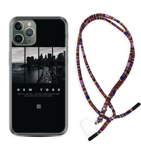 Apple iPhone 11 12 13 14 Pro Max Kılıf Boyun Asklı Rasta Silikon New York 1612