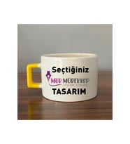 Seçtiğin Mor Mürekkep Tasarım & Isim Sarı Kulplu C Fincan