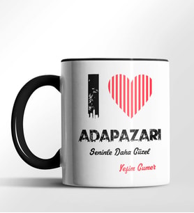 Kişiye Özel Adapazarı Seninle Daha Güzel Tema Siyah Renk Kupa (Siyah)