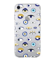 PrintiFy Apple  iPhone 8 ile Uyumlu 1mm Slim Fit Nazar Boncuğu 2 Baskılı Şeffaf  Kılıf