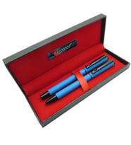 Signator® T404 Mavi Kalem Seti - Roller Kalem + Tükenmez Kalem  İsme Özel Kalem  Hediyelik Kalem (Karışık)