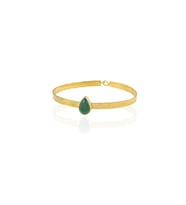 Kadir Jewellery 22 Ayar Altın Kaplama El İşçiliği Zirkon Taşlı Kadın Kelepçe Bilezik (K.Yeşil)