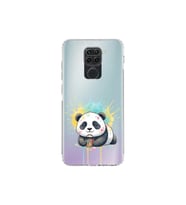 Redmi Note 9 ile Uyumlu Splash Panda Tasarımlı Şeffaf Silikon Kılıf