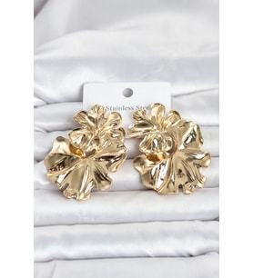 316L Çelik Gold Renk Lotus Model Kadın Küpe