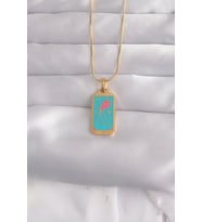 316L Çelik Gold Renk Mavi Mineli Tarot Kolye 5886 - HPSBYI5200-8743
