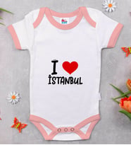 BK Kids I Love İstanbul Tasarımlı Pembe Bebek Body Zıbın - Model 1