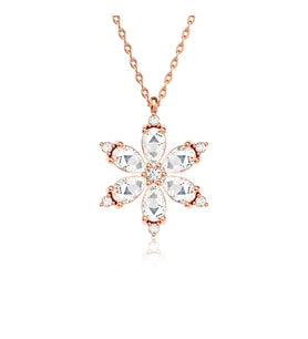 Lotus Çiçeği Rose Gümüş Kolye