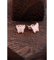 Kelebekli Rose Gümüş Küpe 2355