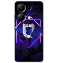 Redmi Note 13 Pro 4G Kılıf HD Desen Baskılı Kılıf - Dark Neon Yaprak Ü Harfi