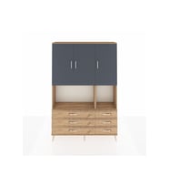 Arges Dolap 6 Raflı 6 Çekmeceli 3 Kapaklı 132x30x195 Çam-Antrasit/Çam