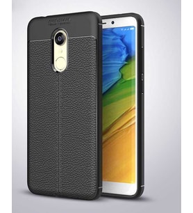 Xiaomi Redmi 5 Plus Kılıf Deri Tarzı Niss Silikon Case (Siyah)
