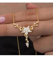 Sarmaşık Lotus Çiçeği Altın Kaplama 925 Gümüş Kadın Kolye