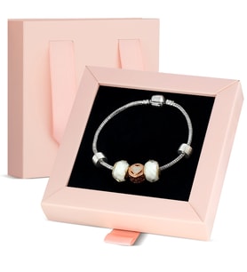 Forentina Kalp Figürlü Charm Bileklik-Özel Pembe Kutusunda Hediye Set PS3483