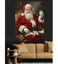 Gözlüklü Mutlu Noel Baba Dekoratif Kanvas - Mdf Ahşap Tablo