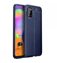Samsung Galaxy A31 Deri Görünümlü Silikon Lacivert