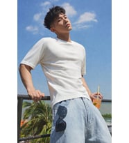 Erkek Jakarlı Oversize Tişört Bisiklet Yaka Rahat Kalıp Yazlık Basic T-Shirt