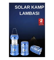 Mey İthalat® Solar Şarjlı Kamp Lambası Güneş Enerjili Kızaklı Kamp Feneri Çadır Feneri Led Işıldak