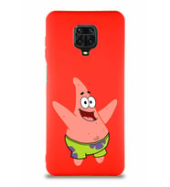 Xiaomi Redmi Note 9 Pro Soft Premier Kapak Patrick Yıldız Tasarımlı Silikon Kılıf - Kırmızı (Şeffaf)