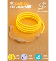 5 Metre FlexVolt 220V Amber Neon LED Şerit Işık – Fişli Tak Çalıştır Turuncu Dekoratif Işık