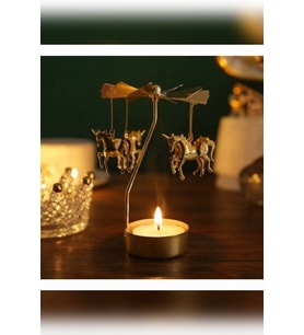 Dönen Mumluk Atlı Karınca At Figürlü Altın Metal Tealight Mum Tutucu Dekoratif Hediye 15 cm