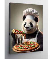 Kanvas Tablo Pizza Yaparken Panda Şef