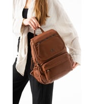 Yıkanmış Deri Sırt Çantası Taba Model: (571-14-11M)