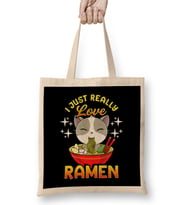 Cute & Funny I Just Really Love Ramen Anime Cat Bez Çanta Uzun Saplı