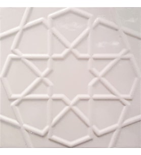 Armada Çini 20x20 Cm Rölyefli Beyaz Selçuklu Yıldız Deseni Çini Karo