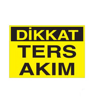 Dikkat Ters Akım Uyarı Levhası 20x30cm (Karışık)