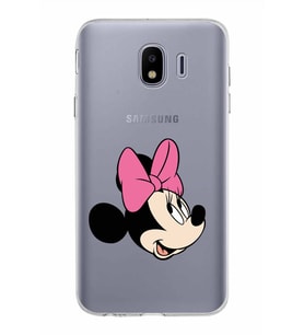 Samsung Galaxy J4 Kapak Minnie Mouse Tasarımlı Şeffaf Silikon Kılıf