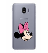 Samsung Galaxy J4 Kapak Minnie Mouse Tasarımlı Şeffaf Silikon Kılıf