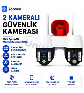 Uninet 8mp Çift Kameralı Döner Başlıklı Wifi MANUEL AYARLANABİLİR Güvenlik Kamerası – 10X Dijital Zoom, Pır Insan Algılama ve Siren