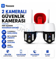 Uninet 8mp Çift Kameralı Döner Başlıklı Wifi MANUEL AYARLANABİLİR Güvenlik Kamerası – 10X Dijital Zoom, Pır Insan Algılama ve Siren