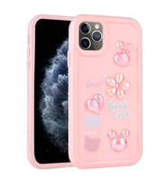 iPhone 11 Pro Max Kılıf Kabartma Figürlü Parlak Toys Silikon Kılıf (Pembe)
