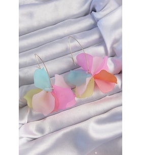 Pirinç Karışık Renkli Flora Küpe