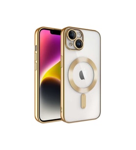 Apple iPhone 15 PLUS Kılıf Kamera Lens Korumalı Renkli Magsafe Şeffaf Silikon (Siyah)