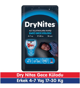 Huggies Drynites Erkek 4-7 Yaş Emici Gece Külodu 17-30 Kg 10 Adet