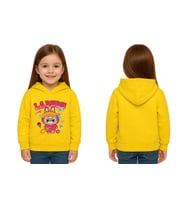 Unisex Baskılı Çocuk Swaetshirt Labubu Baskılı Kapüşonlu 3 İplik Şardonlu (Sarı)