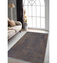 Antrasit Vintage Kaymaz Tabanlı Dekoratif Halı KR024 - 100 x 160 cm