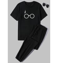 Unisex Potter Baskılı 2'li Eşofman Takımı (Siyah)