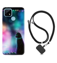 Realme C11 C21 C21Y C25Y C11 2021 Kılıf Boyun Askılı Silikon Window Cat 1787