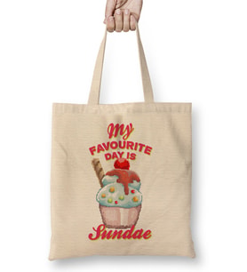 My Favourite Day Is Sundae Ice Cream Pixel Art Bez Çanta Uzun Saplı